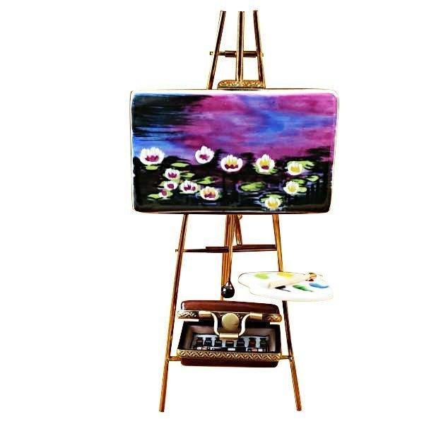 Easel Monet - Water Lilies Porcelain Limoges art painting French Trinket Box