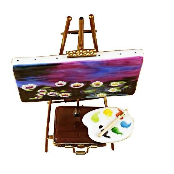Easel Monet - Water Lilies Porcelain Limoges art painting French Trinket Box