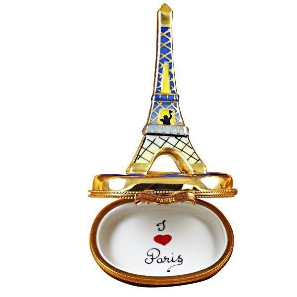 Eiffel Tower Gold On Blue Base Porcelain Limoges france Rochard Limoges Box paris French Trinket Box