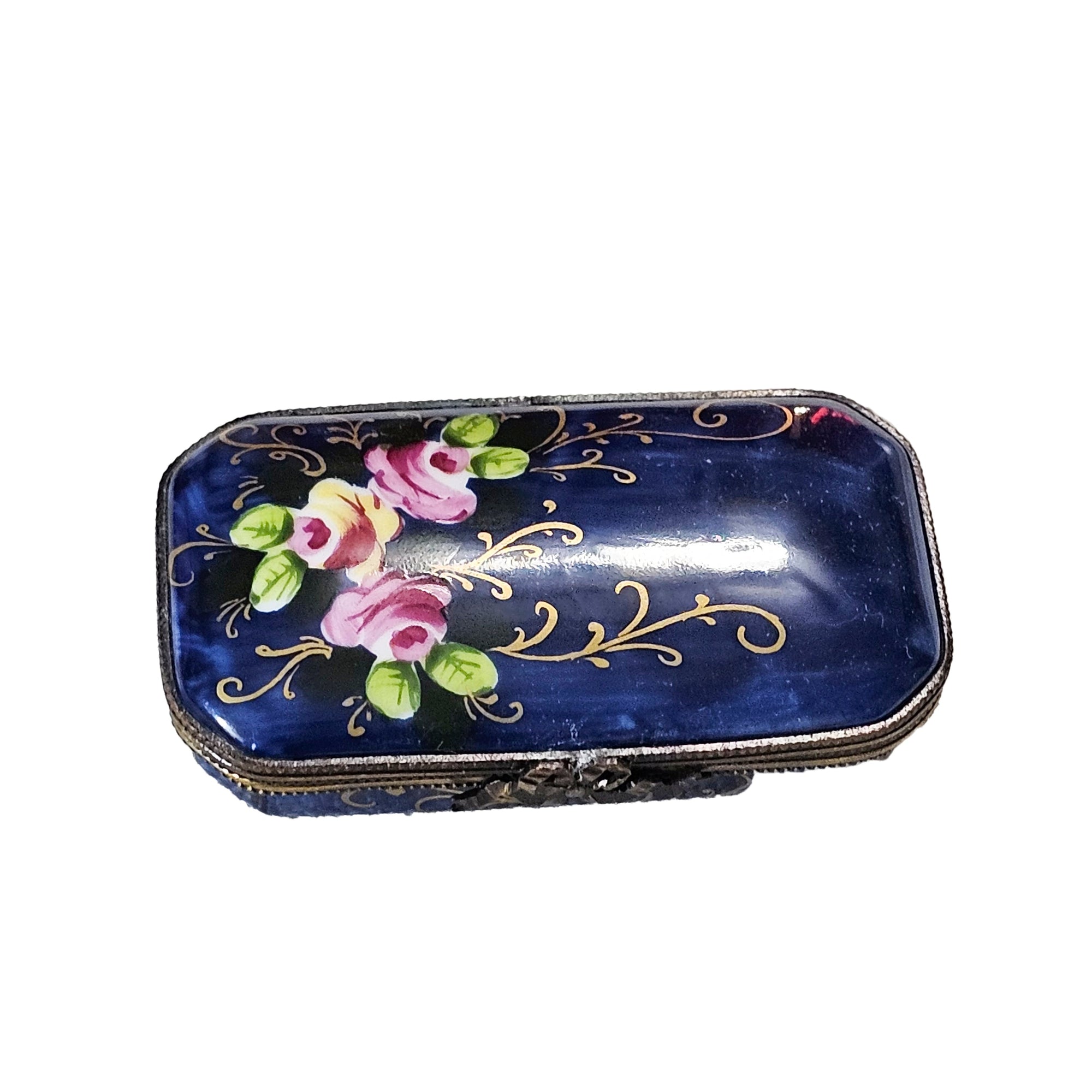Elegant Blue Rose Limoges Box Porcelain Limoges traditional French Trinket Box