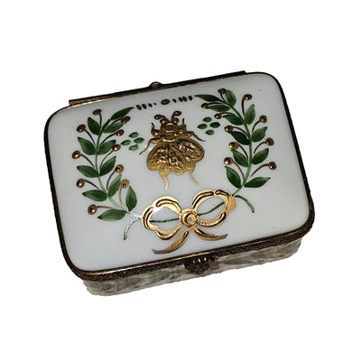 Elegant Green Leaf Limoges Box Porcelain Limoges Traditional Xmas French Trinket Box