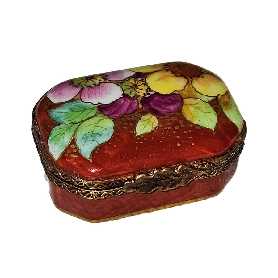 Elegant Red Floral Limoges Box Porcelain Limoges Traditional French Trinket Box