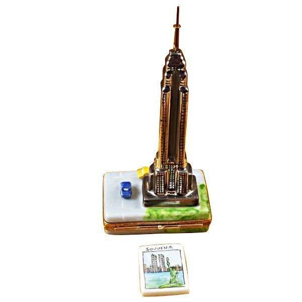 New York Building with Cars Porcelain Limoges monument new york vehicals French Trinket Box