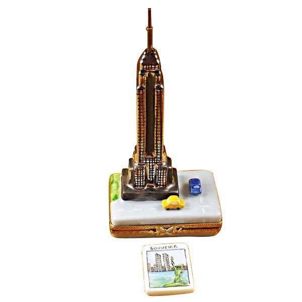 New York Building with Cars Porcelain Limoges monument new york vehicals French Trinket Box