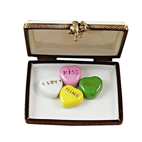 Envelope with Conversation Hearts Porcelain Limoges valentine heart French Trinket Box