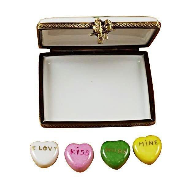 Envelope with Conversation Hearts Porcelain Limoges valentine heart French Trinket Box