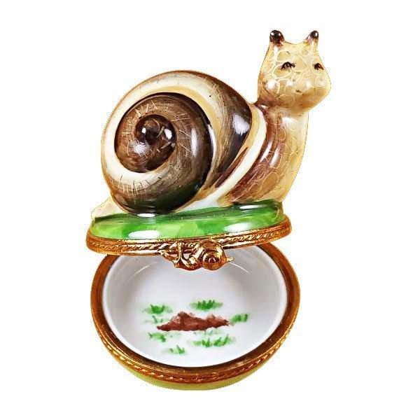 Escargot Snail Porcelain Limoges fish Food Ocean Beach French Trinket Box