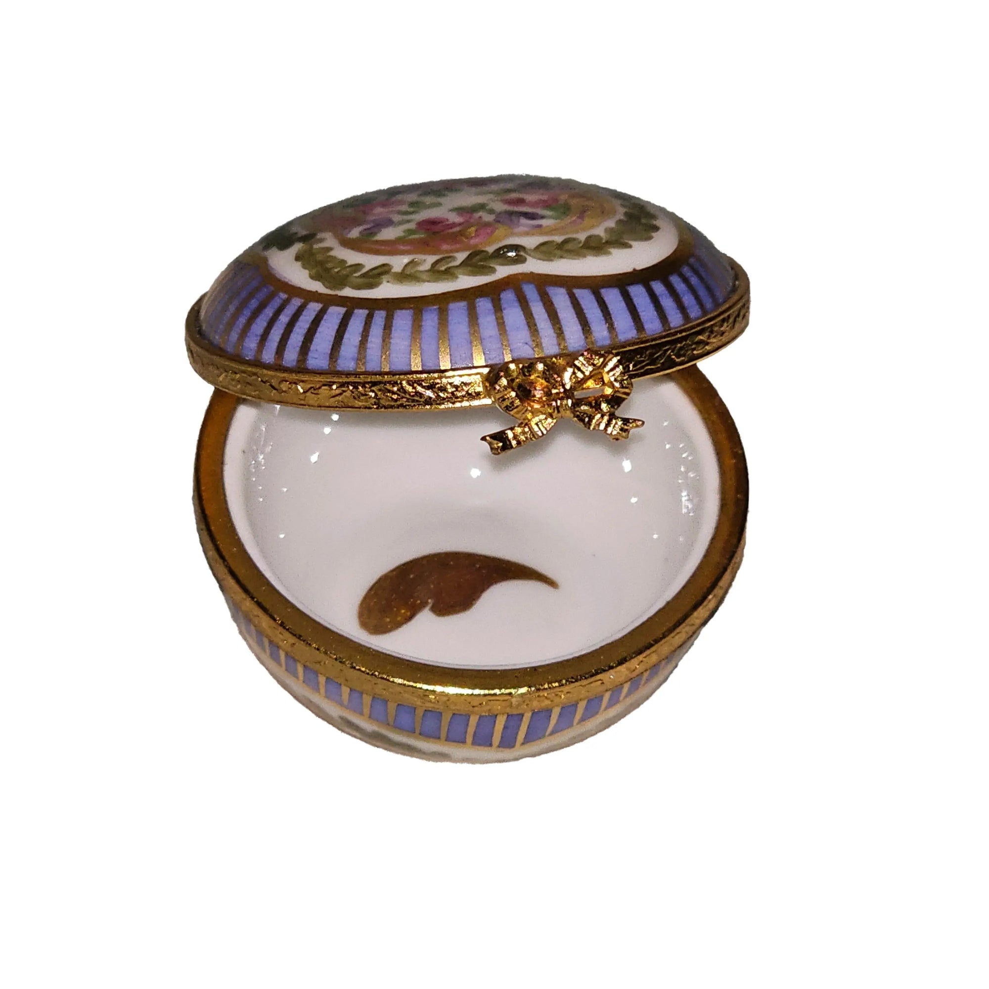 Exquisite Round Sevre Roses Box Porcelain Limoges traditional French Trinket Box