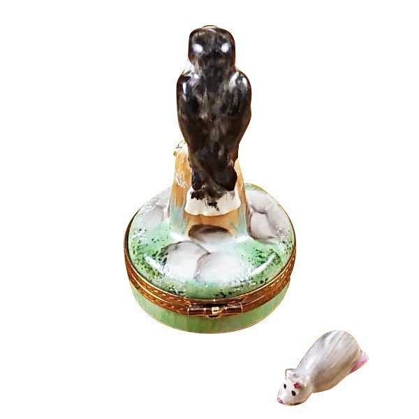 Falcon with Mouse Porcelain Limoges bird mice sports French Trinket Box