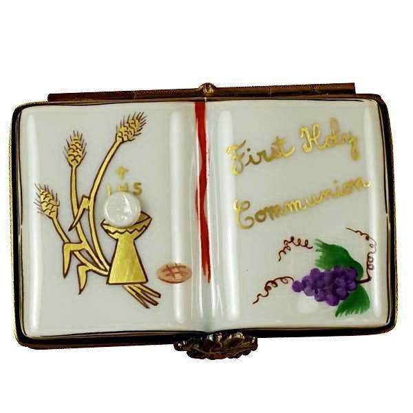 First Holy Communion Book Porcelain Limoges christian religious nativity French Trinket Box
