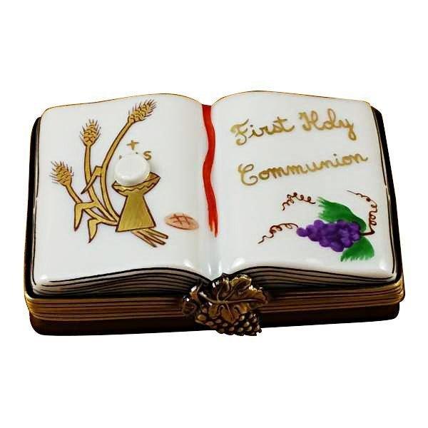 First Holy Communion Book Porcelain Limoges christian religious nativity French Trinket Box