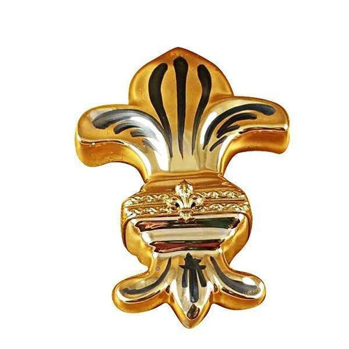 Fleur de Lys - Gold Porcelain Limoges Paris France French Trinket Box