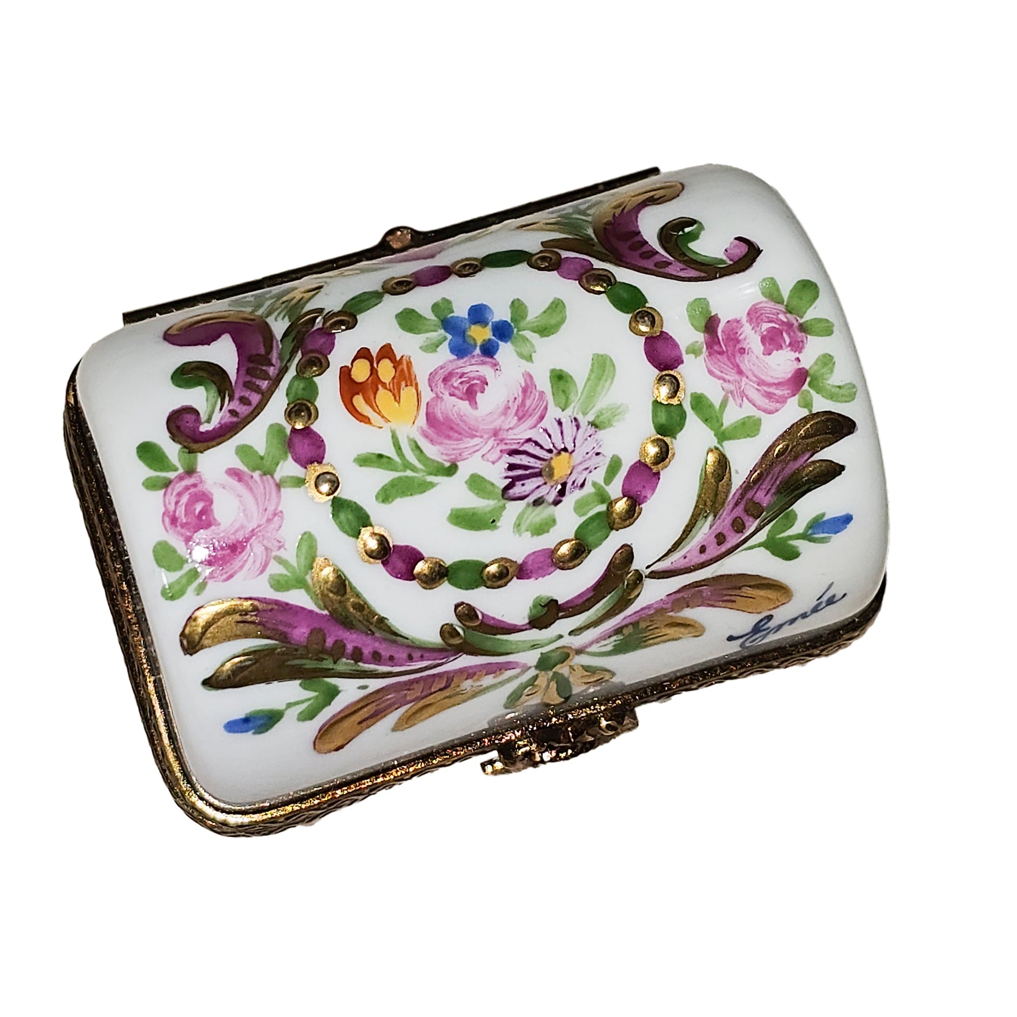 Floral Elegance Limoges Box Porcelain Limoges traditional French Trinket Box