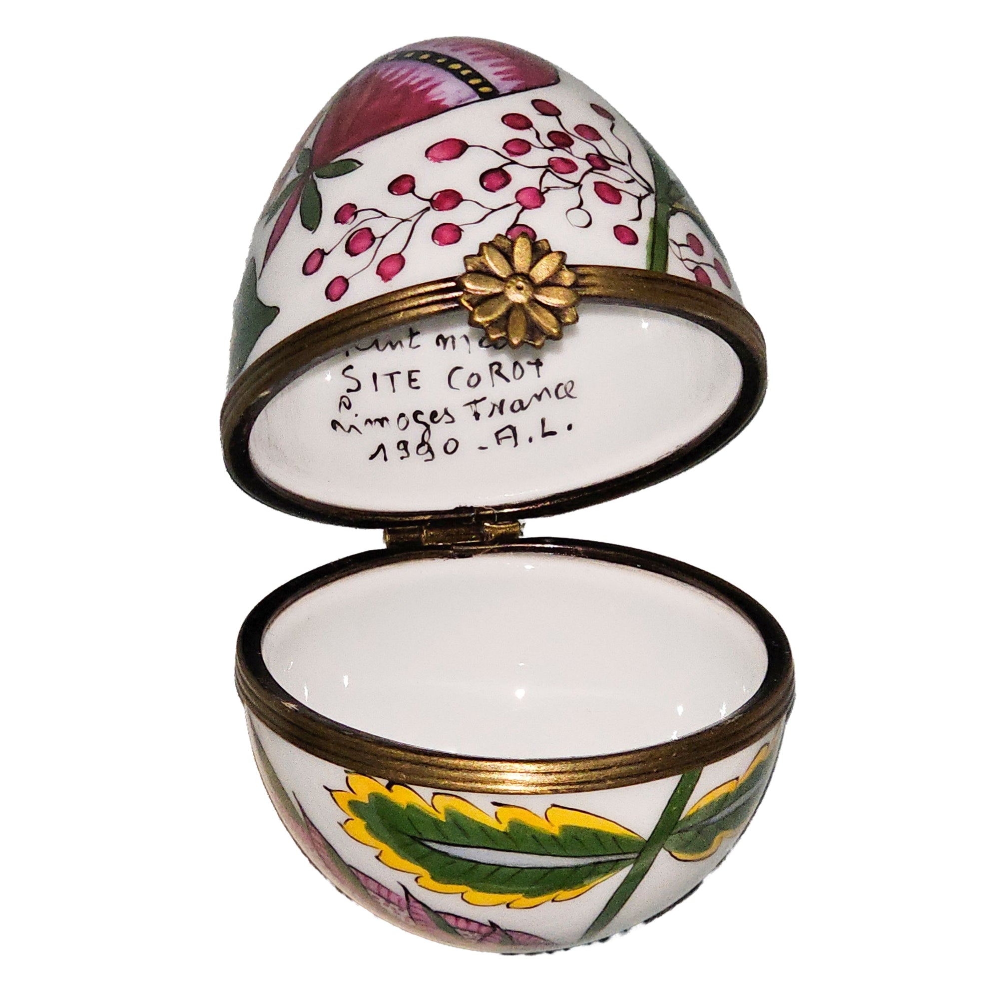 Floral Elegance Limoges Egg Porcelain Limoges egg French Trinket Box