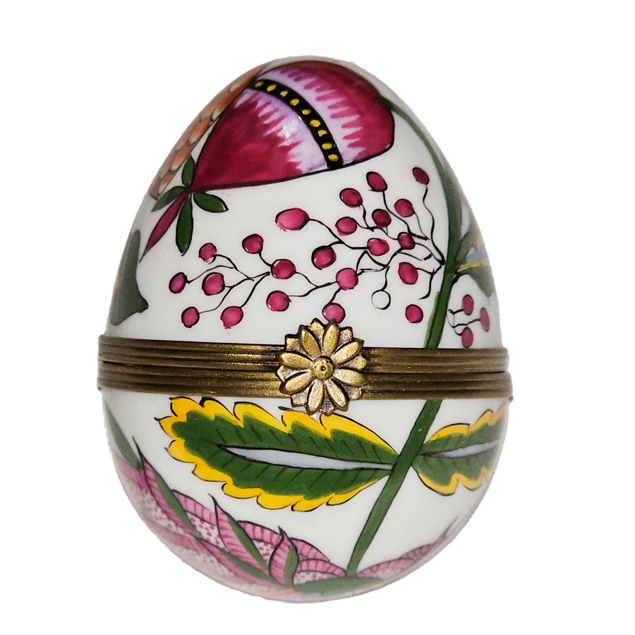 Floral Elegance Limoges Egg Porcelain Limoges egg French Trinket Box