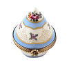 Floral Light Blue & Gold Cone Shape Porcelain Limoges traditional French Trinket Box