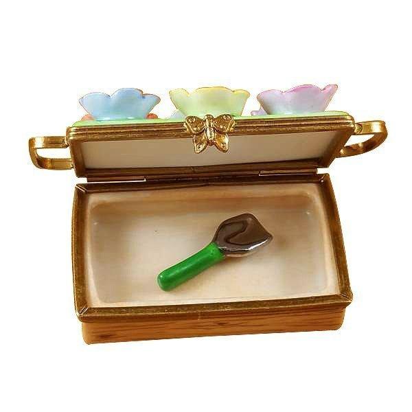 Flower with Spade Porcelain Limoges Garden Flowers French Trinket Box