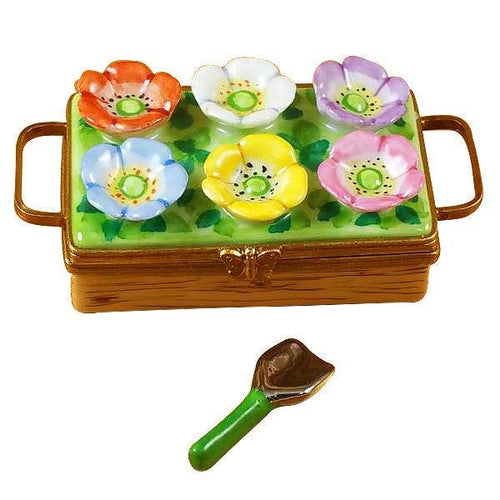 Flower with Spade Porcelain Limoges Garden Flowers French Trinket Box