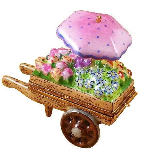 Flower Cart Porcelain Limoges Garden Flowers French Trinket Box
