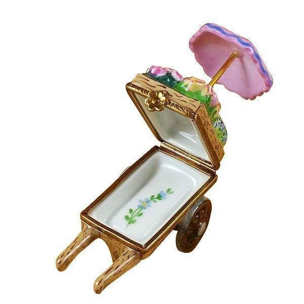 Flower Cart Porcelain Limoges Garden Flowers French Trinket Box