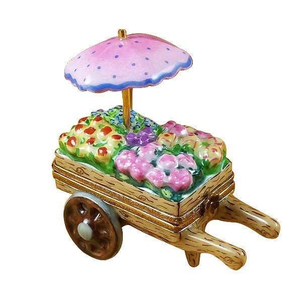 Flower Cart Porcelain Limoges Garden Flowers French Trinket Box