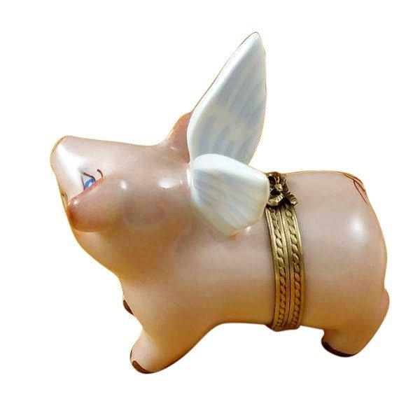 Flying Pig Porcelain Limoges farm garden angel pigs special occasions French Trinket Box