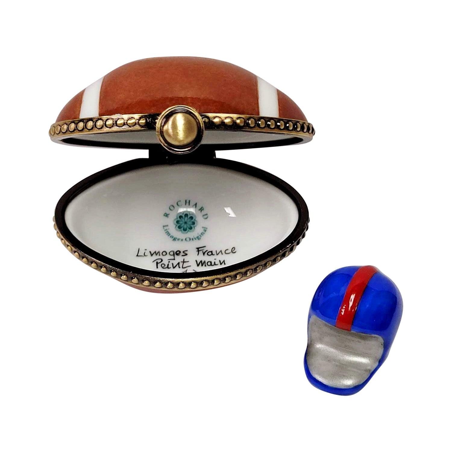 Football with Removable Football Helmet Porcelain Limoges sports French Trinket Box