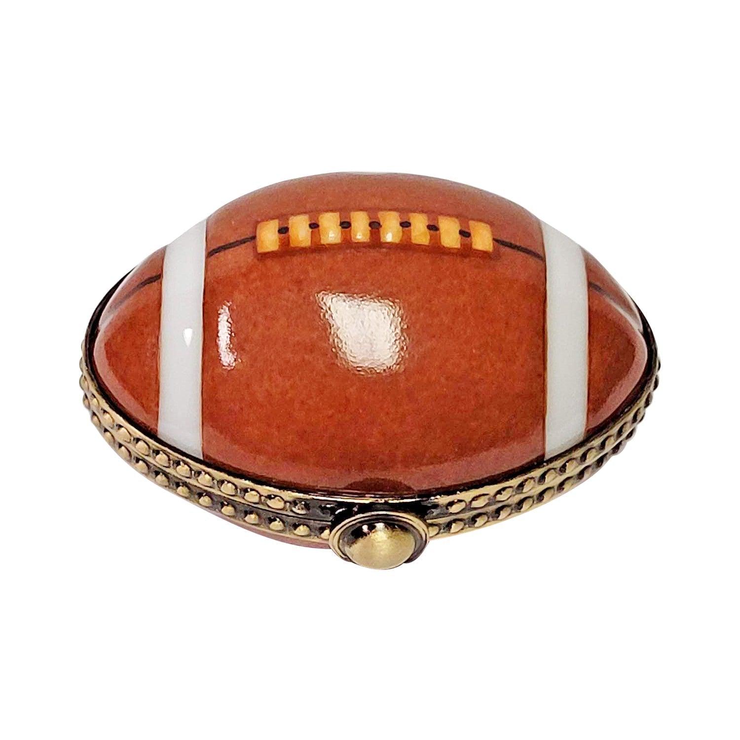 Football with Removable Football Helmet Porcelain Limoges sports French Trinket Box