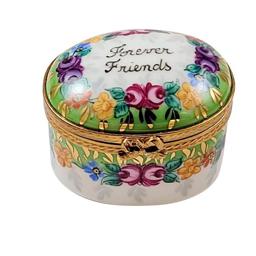Forever Friends with Flowers Porcelain Limoges special occasions French Trinket Box