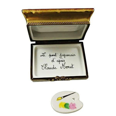 Framed Monet Japanese Footbridge with Removable Pallette Porcelain Limoges art Rochard Limoges Box French Trinket Box