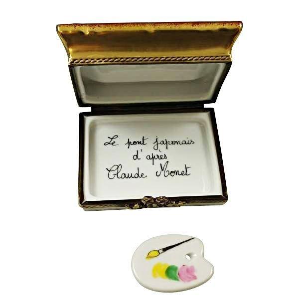 Framed Monet Japanese Footbridge with Removable Pallette Porcelain Limoges art Rochard Limoges Box French Trinket Box
