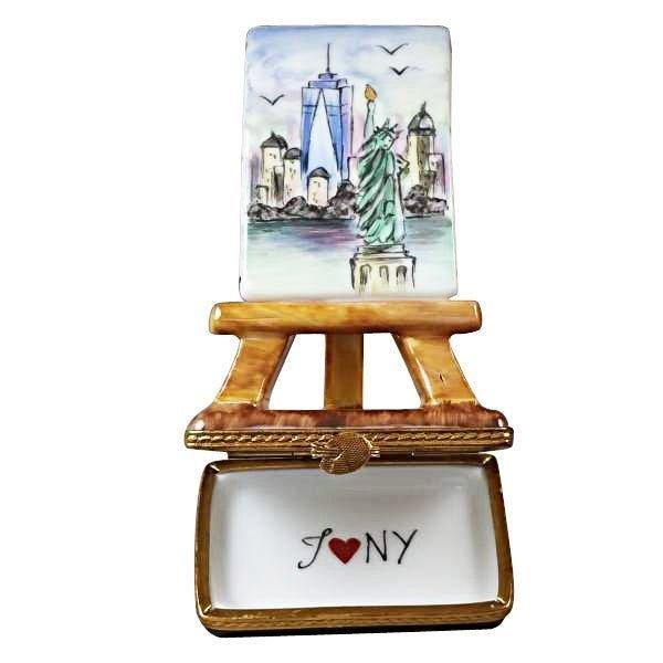 Freedom Tower Easel Porcelain Limoges fine art united states patriotic monuments art French Trinket Box