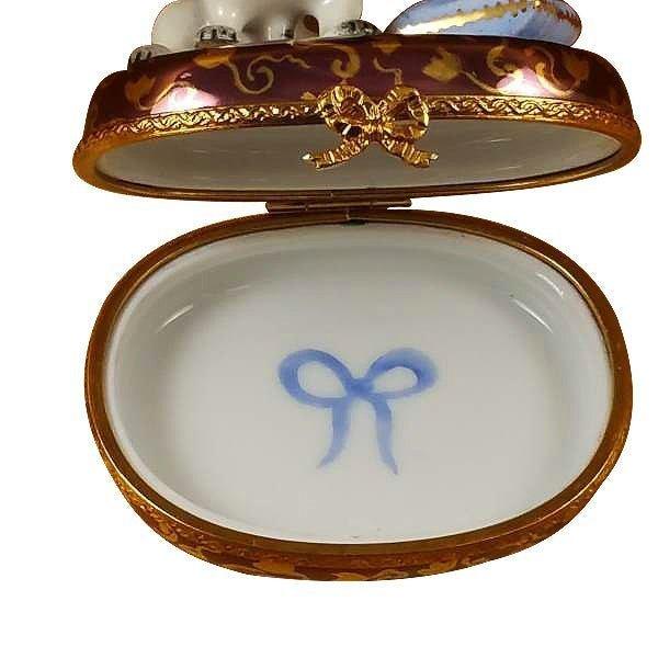 French Bulldog Figurine Porcelain Limoges dog paris france French Trinket Box