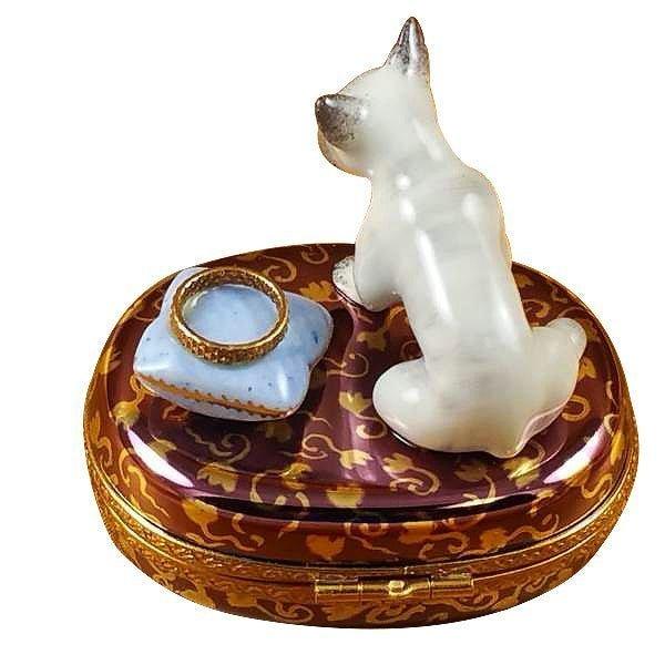 French Bulldog Figurine Porcelain Limoges dog paris france French Trinket Box