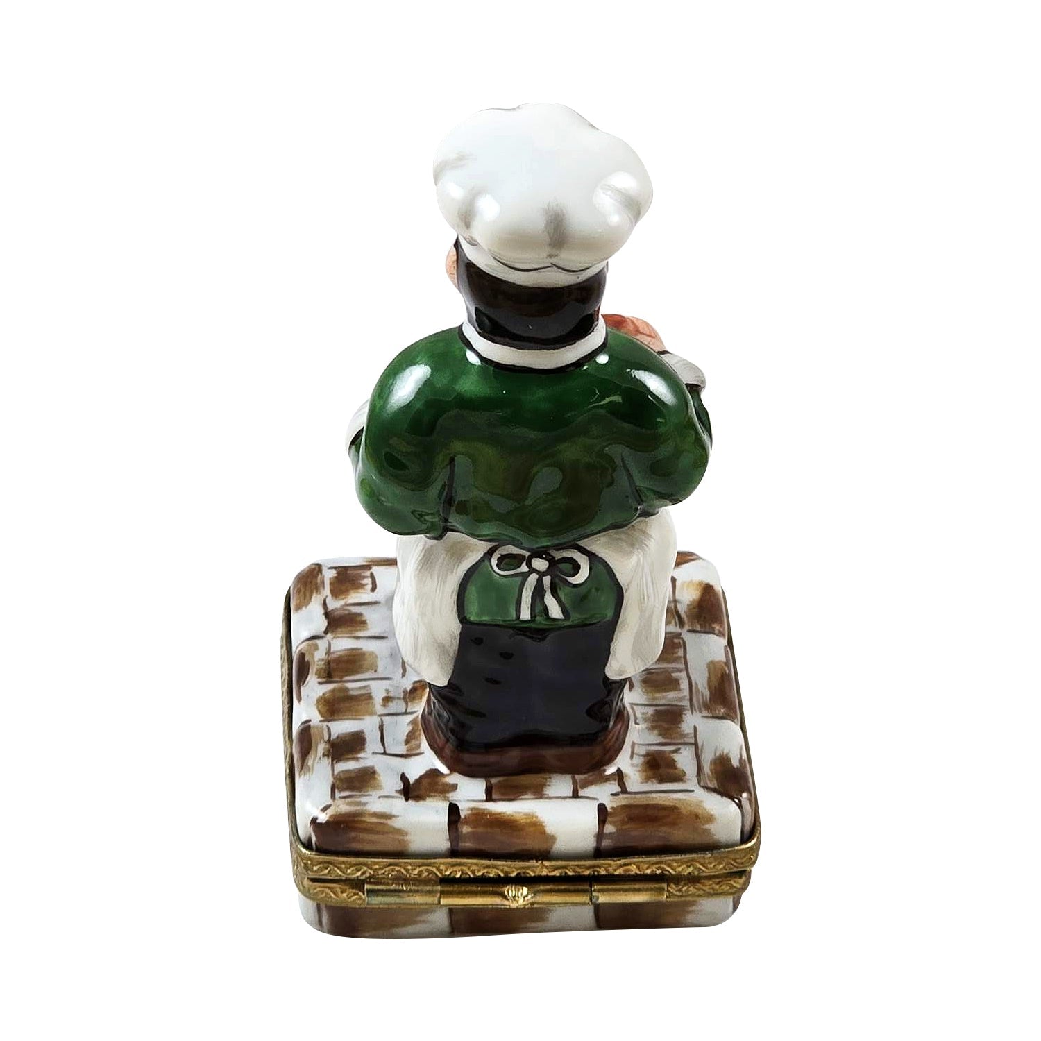 French Chef Holding Fish Menu Porcelain Limoges professional food French Trinket Box