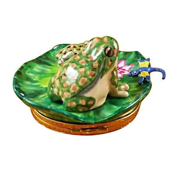 Frog and Baby Porcelain Limoges turtle frog French Trinket Box