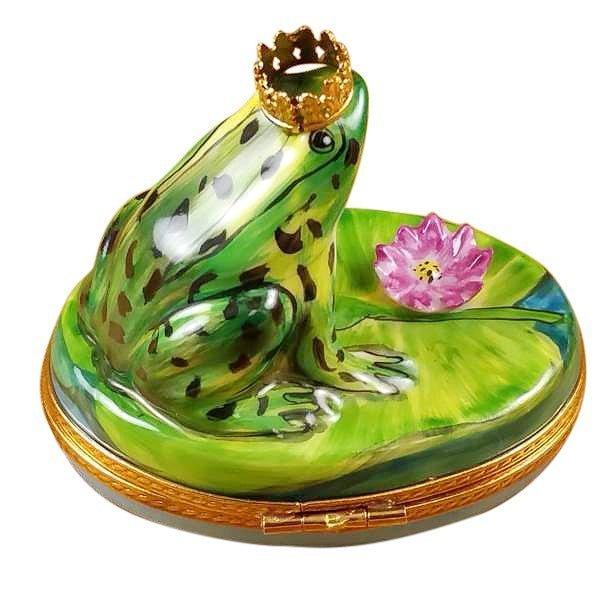 Frog w Crown Porcelain Limoges frog Rochard Limoges Box travel French Trinket Box
