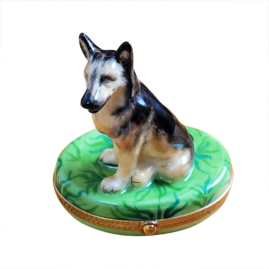German Shepherd Porcelain Limoges dog French Trinket Box