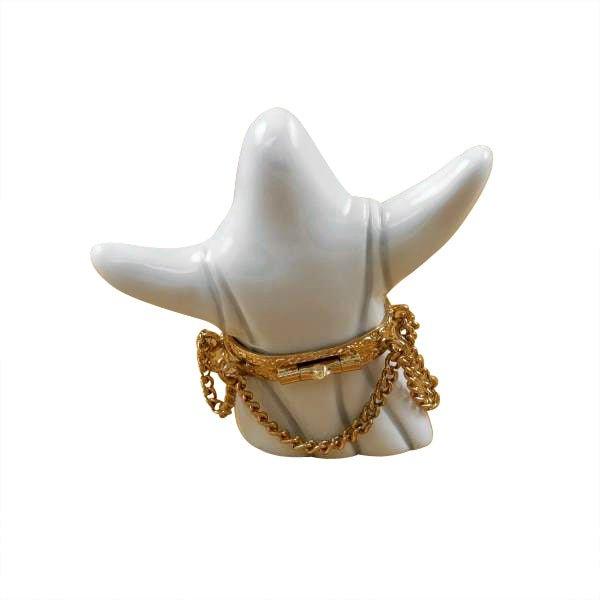Ghost with Ball and Chain Porcelain Limoges halloween French Trinket Box