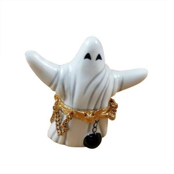 Ghost with Ball and Chain Porcelain Limoges halloween French Trinket Box