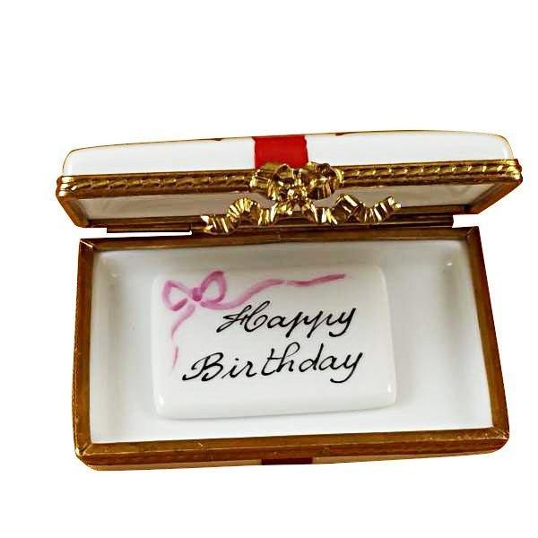 Gift w Red Bow - Happy Birthday Porcelain Limoges birthday Rochard Limoges Box French Trinket Box