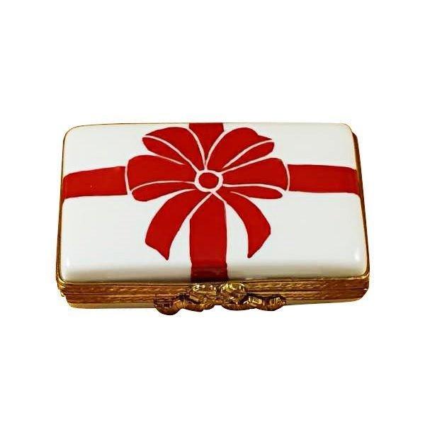 Gift with Red Bow Porcelain Limoges special occasions French Trinket Box