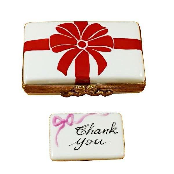 Gift with Red Bow - Thank You Porcelain Limoges special occasions French Trinket Box