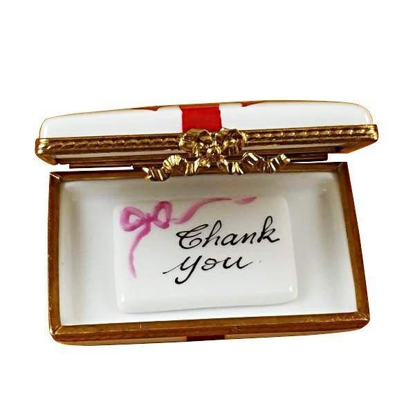 Gift with Red Bow - Thank You Porcelain Limoges special occasions French Trinket Box