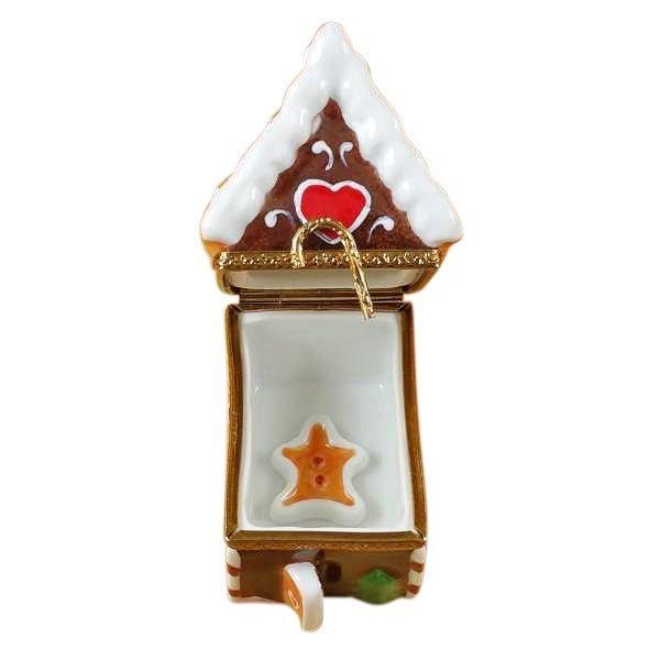 Gingerbread House w Gingerman Porcelain Limoges xmas theme Limoes Box French Trinket Box