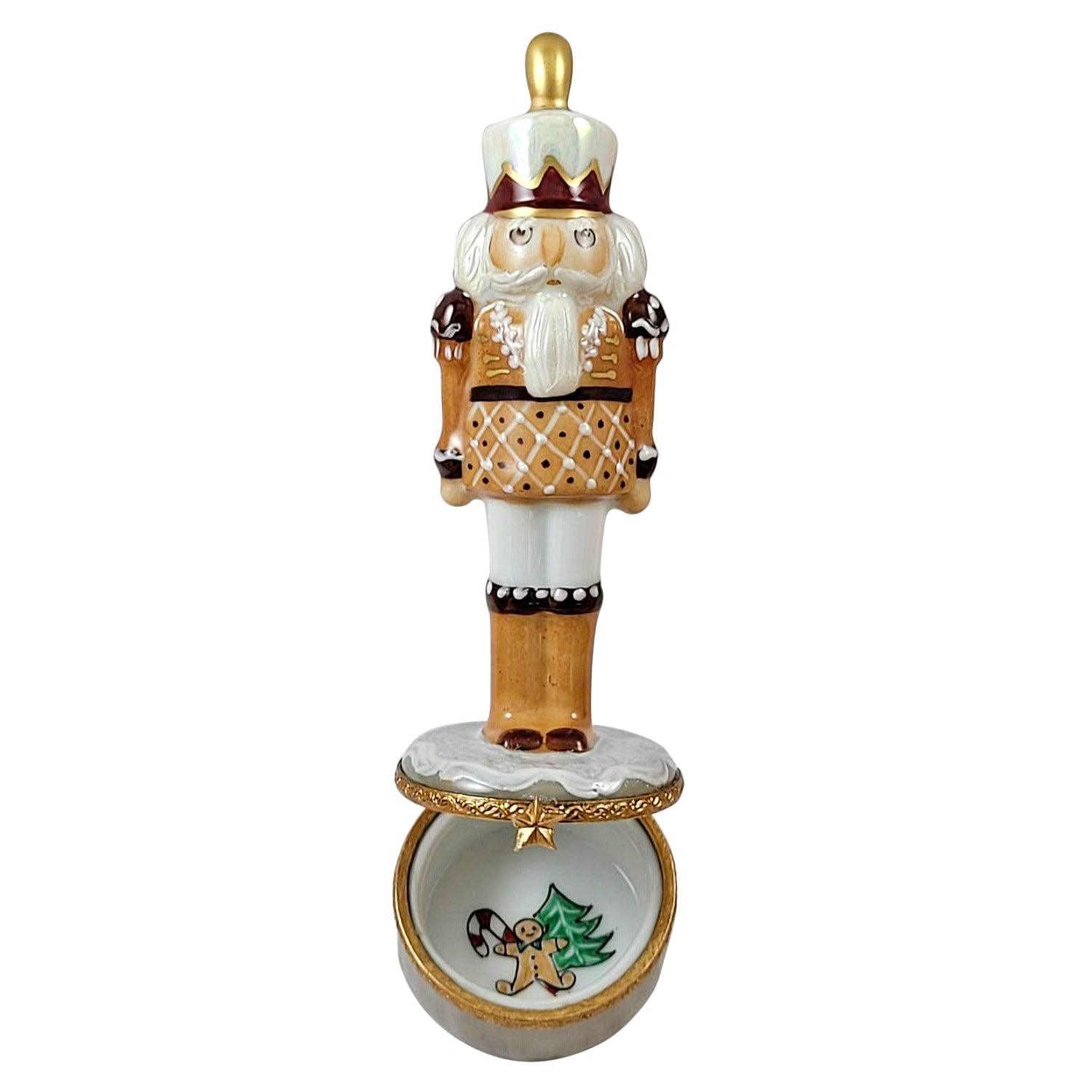Gingerbread Nutcracker Porcelain Limoges xmas theme Limoges Box nutcracker French Trinket Box