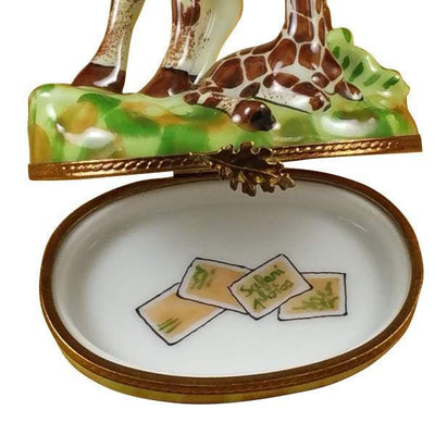 Giraffe with Baby Porcelain Limoges wild animals French Trinket Box
