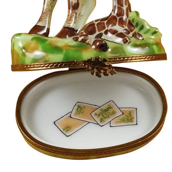 Giraffe with Baby Porcelain Limoges wild animals French Trinket Box
