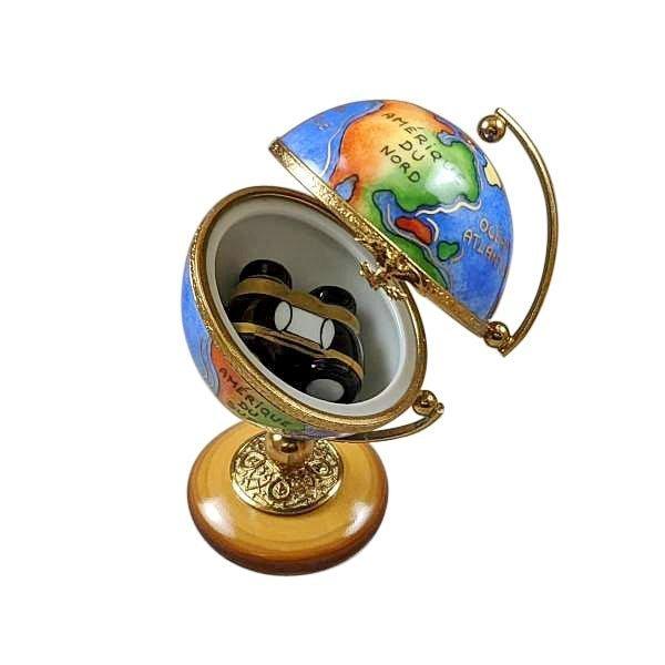 Globe with Binoculars Porcelain Limoges World Travel Professional French Trinket Box