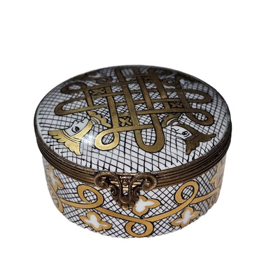 Golden Elegance Limoges Box Porcelain Limoges Traditional French Trinket Box